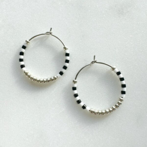 Mini Moon Earrings Mix Black And White