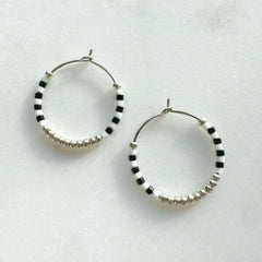 Mini Moon Earrings Mix Black And White