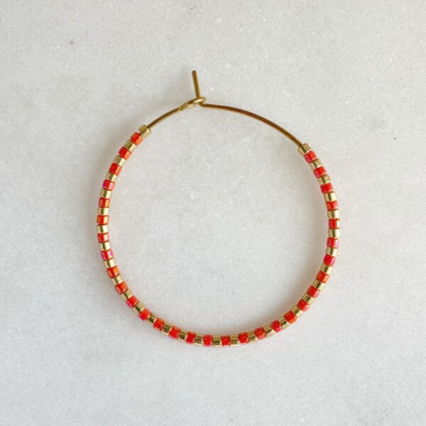 Orange And Gold Mix Moon Earrings