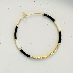 Black And White Mix Classic Moon Earrings