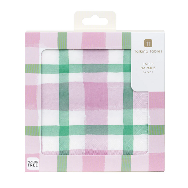 Mellow Lilac and Green Gingham Napkin Pack