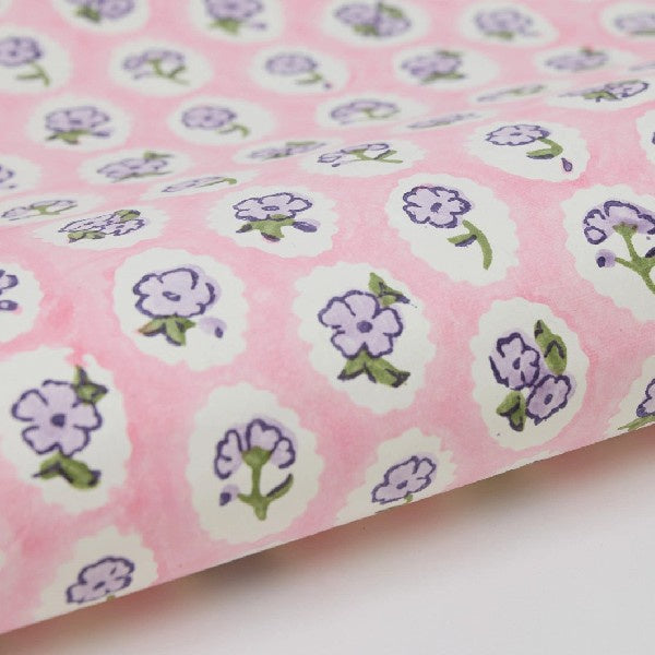 Scallop Tiles Violet Meringue Block Printed Wrapping Paper