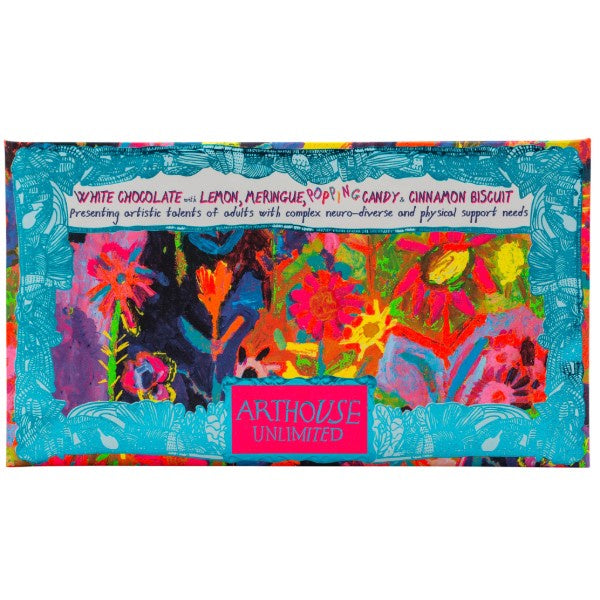 Sunflowers in the Hills - White Chocolate Bar with Lemon Meringue, Popping Candy and Cinnamon Biscuit Crunch