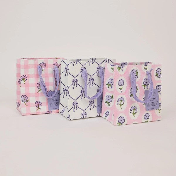 Violet Meringue Block Printed Small Gift Bag