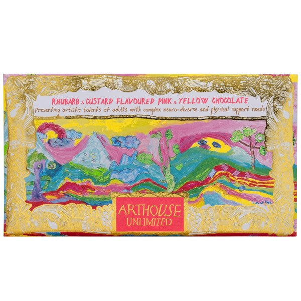 Peace - Rhubarb and Custard Flavoured Pink and Yellow Chocolate Bar