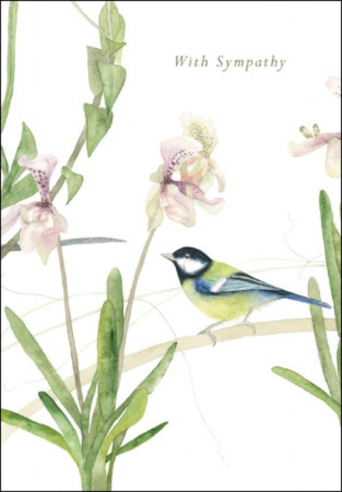 With Sympathy Bird With Orchid Card