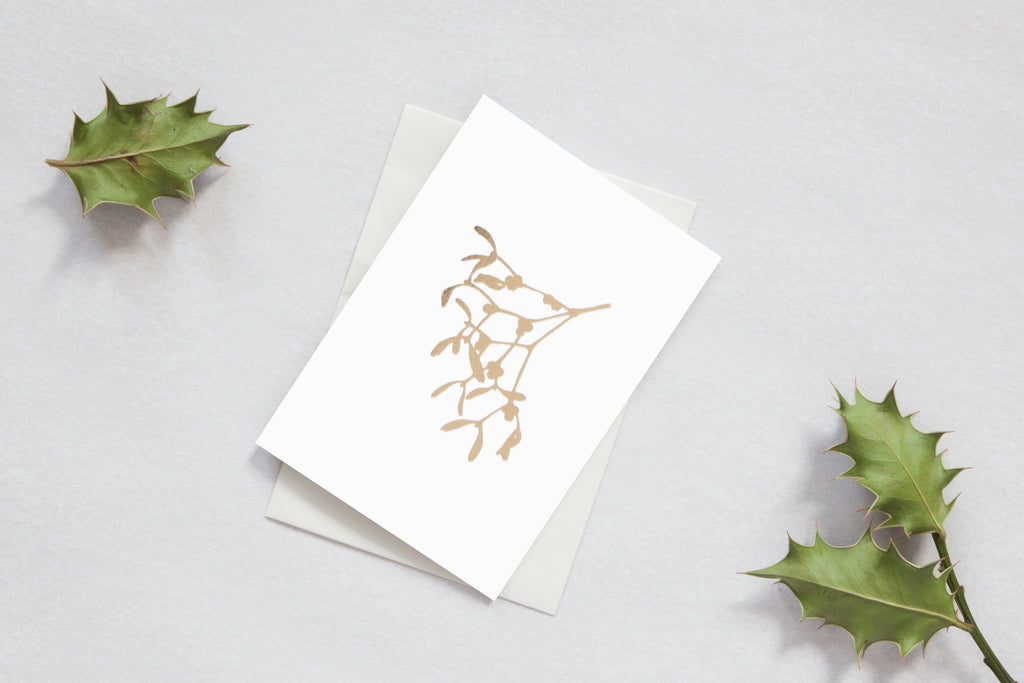 Mistletoe Print Pack of 6 Christmas Cards