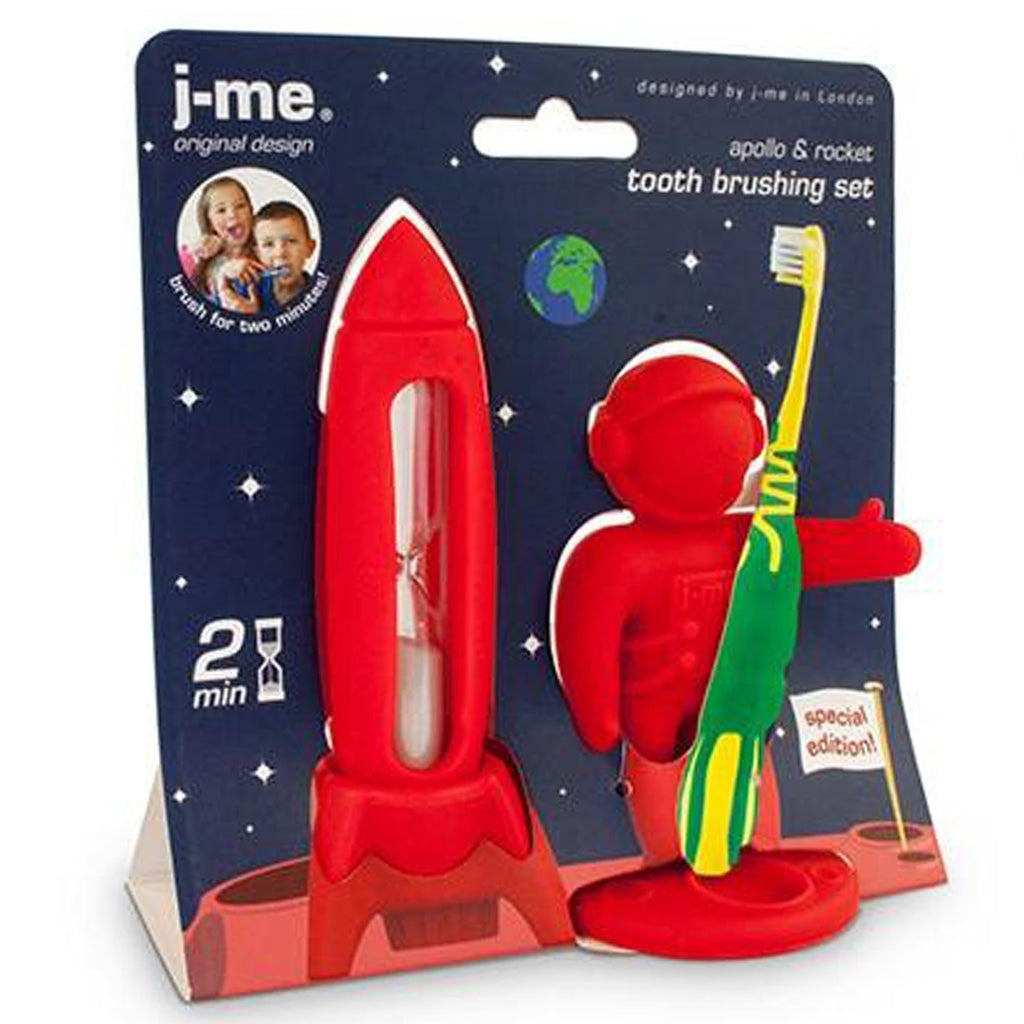 Red Apollo & Rocket Tooth Brushing Set