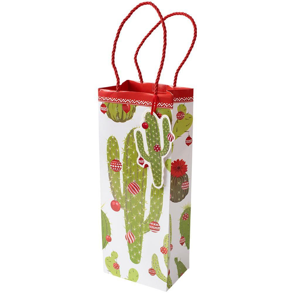 Merry Cactus Bottle Gift Bag