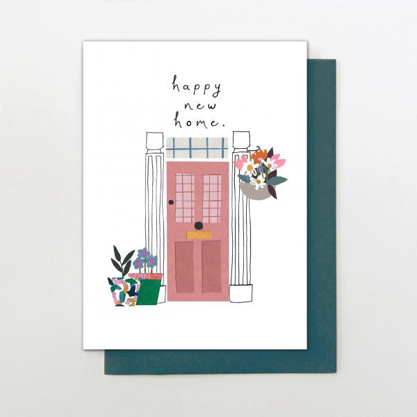 Happy New Home Door and Flowers Card