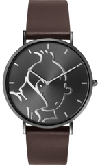 Tintin Watch - Tintin in Anthracite and Brown