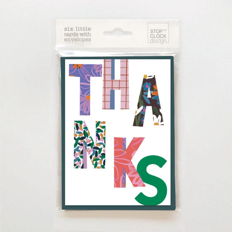 Thanks Text Pack of 6 Cards