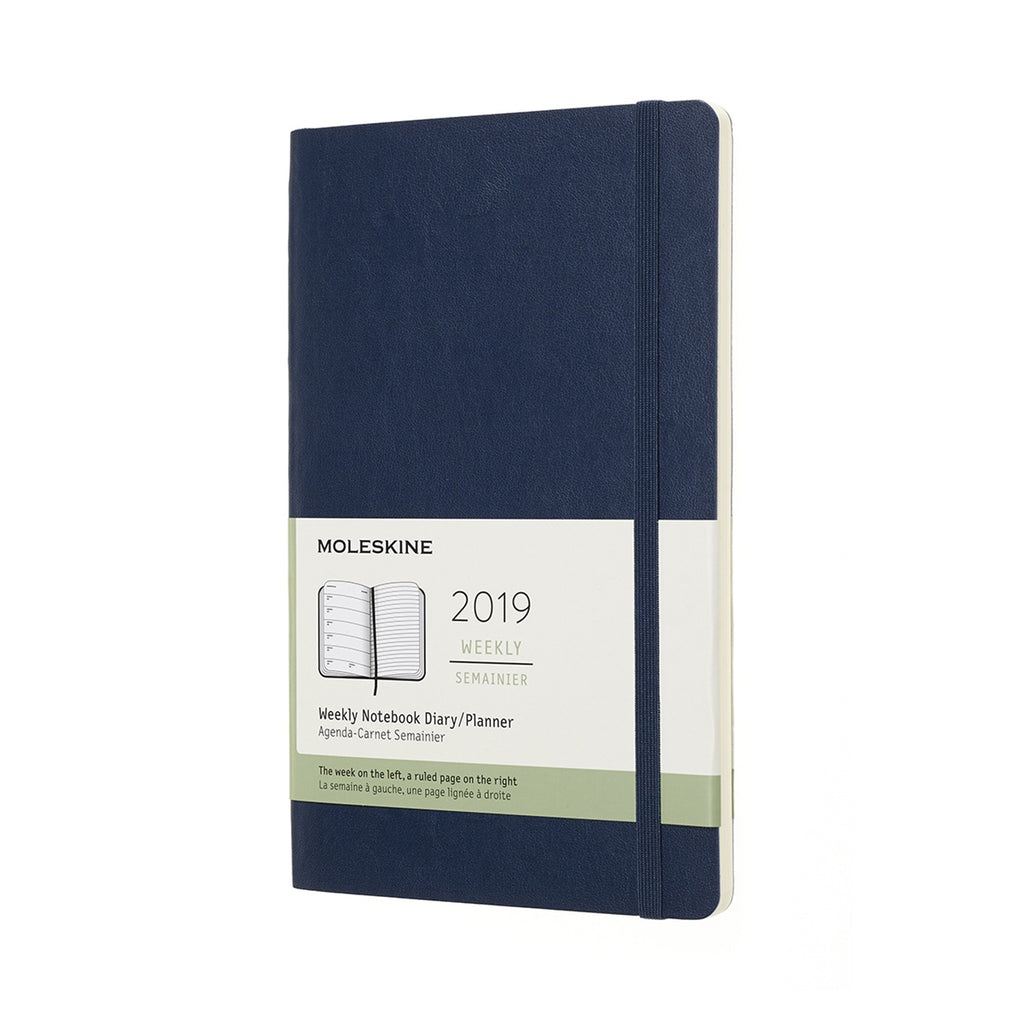 2019 Moleskine Large Weekly Planner Softcover Sapphire Blue