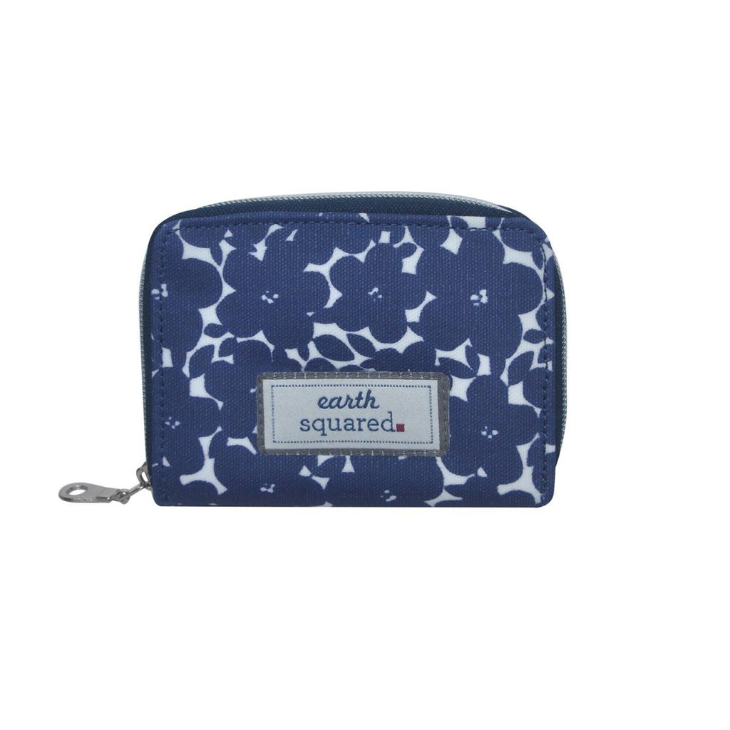 Navy Flower Oil Cloth Wallet