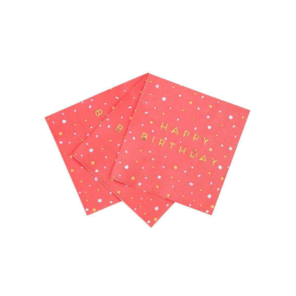 Pack of 16 Cocktail Happy Birthday Napkins