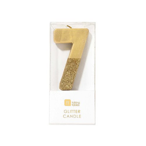 Glitter Birthday Candle Gold Number 7