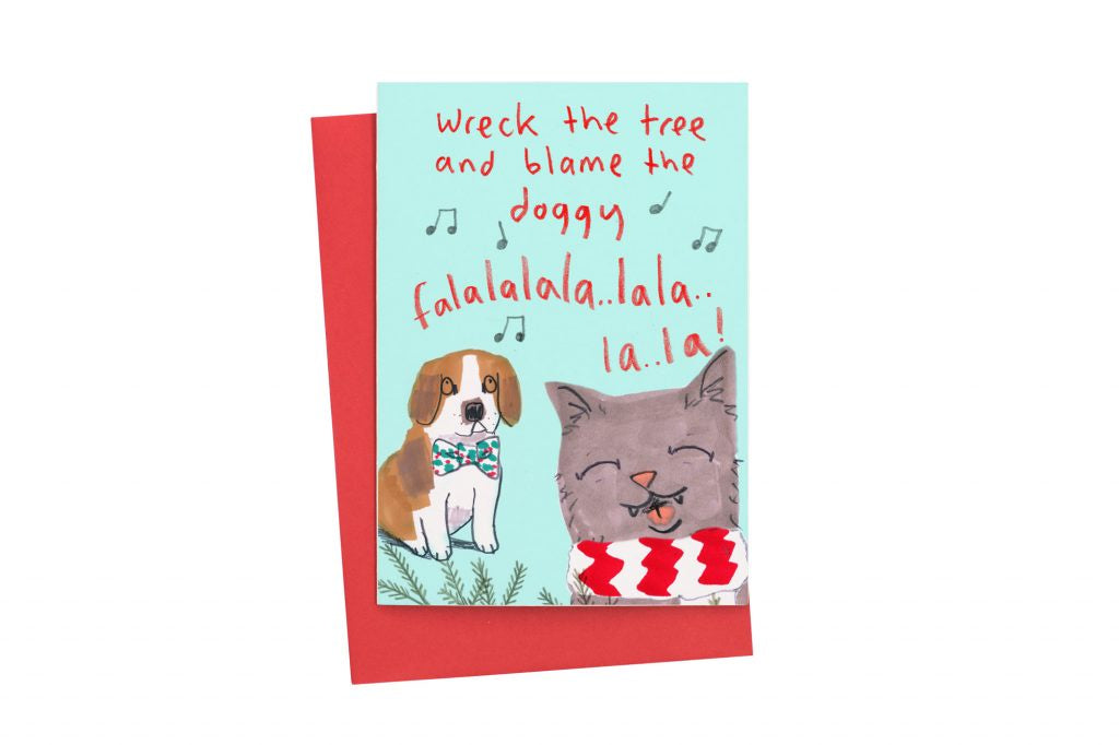Wreck the Tree and Blame the Doggy Christmas Card