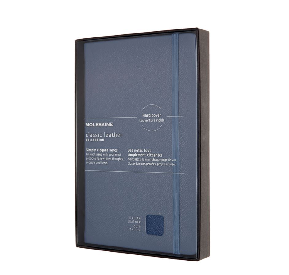 Moleskine Large Leather Ruled Open Box Notebook Forget Me Not