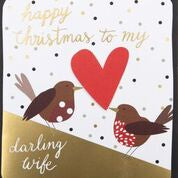 To my Darling Wife Merry Christmas Robins Card