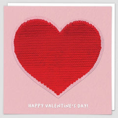 Red Heart Reversible Sequin Patch Valentines Card