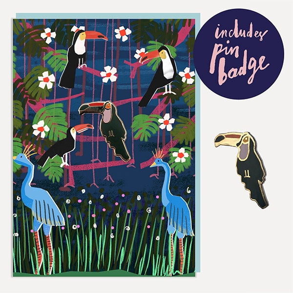 Birds of Paradise Enamel Pin Badge Card