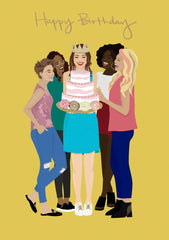 Girls With Cake Birthday Card