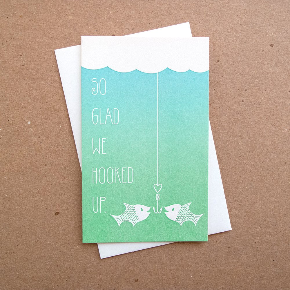 cute fish valentine cards with hook So Glad We Hooked Up Card