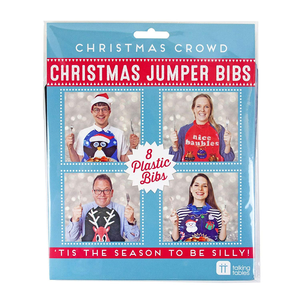 Christmas Jumper Plastic Bibs Pk8