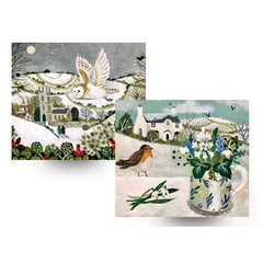 Robin and Snowy Owl Charity Christmas Cards Pack of 6