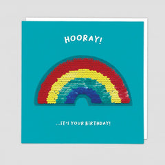 Hooray! Rainbow Sequin Patch Card