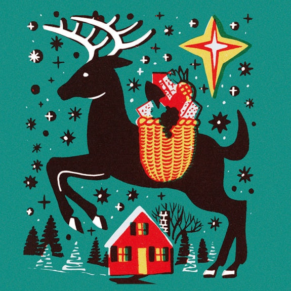 V&A Reindeer Illustration Pack of 8 Cards