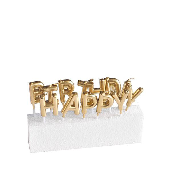 Gold Happy Birthday Candles