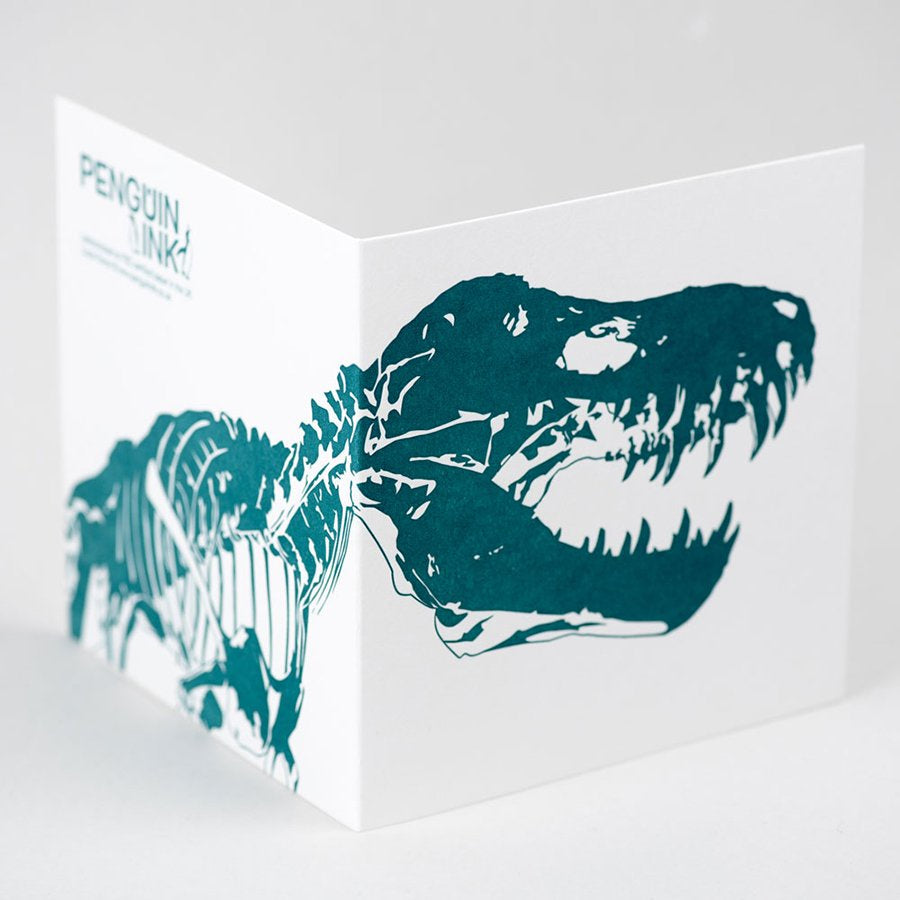 Green T-Rex Letterpress Card