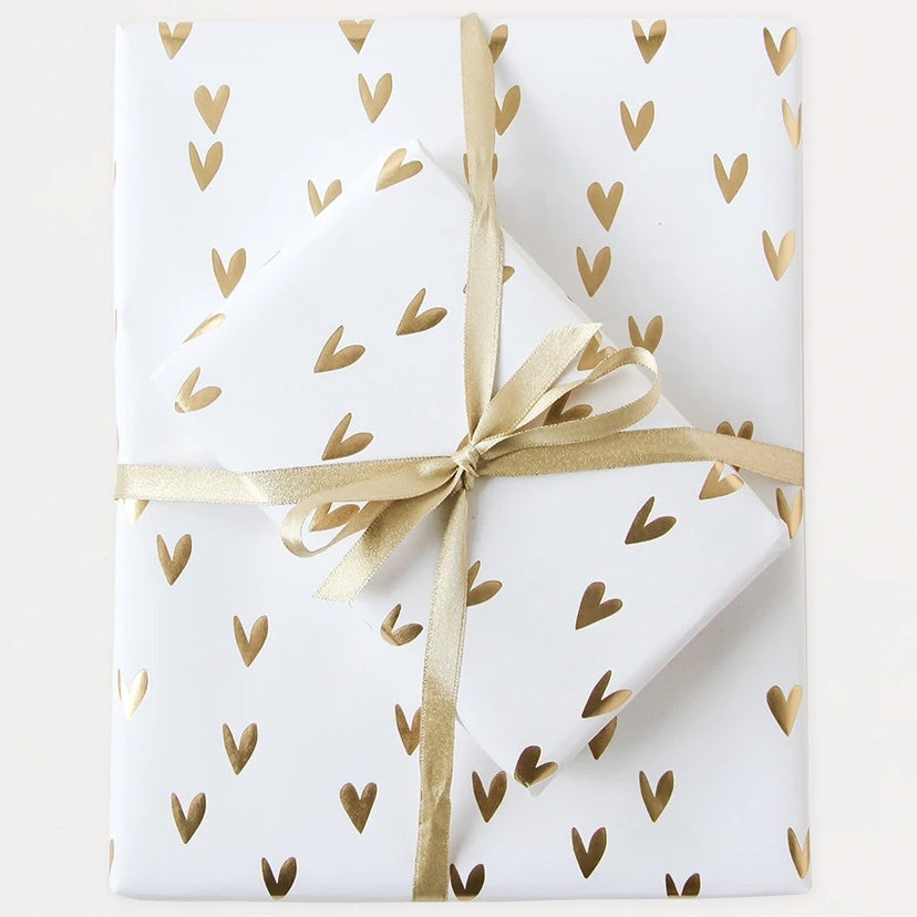 Gold Foil Hearts Sheet Wrap