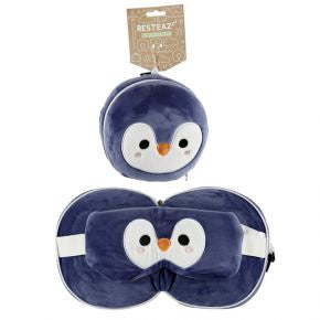 Relaxeazzz Cutiemals Penguin Travel Pillow And Eye Mask