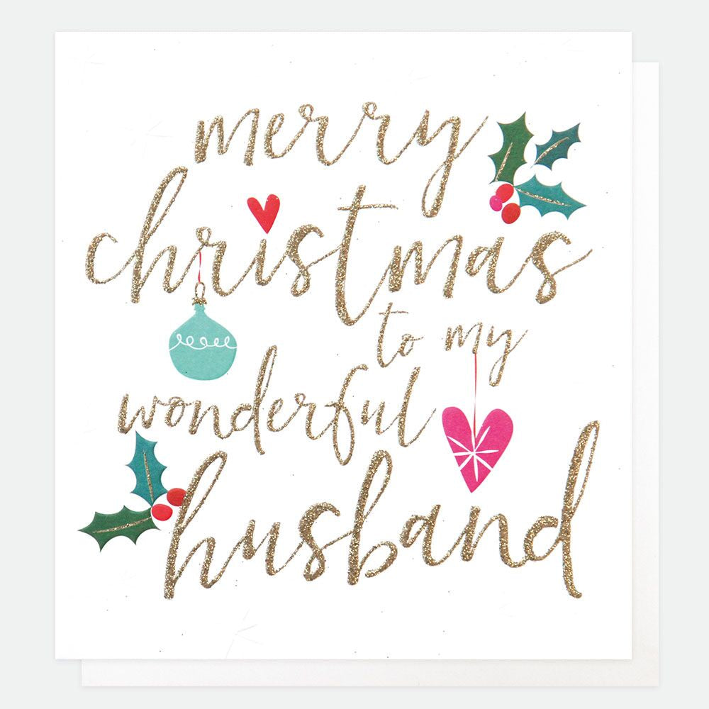 Merry Christmas to my Wonderful Husband Holly Card