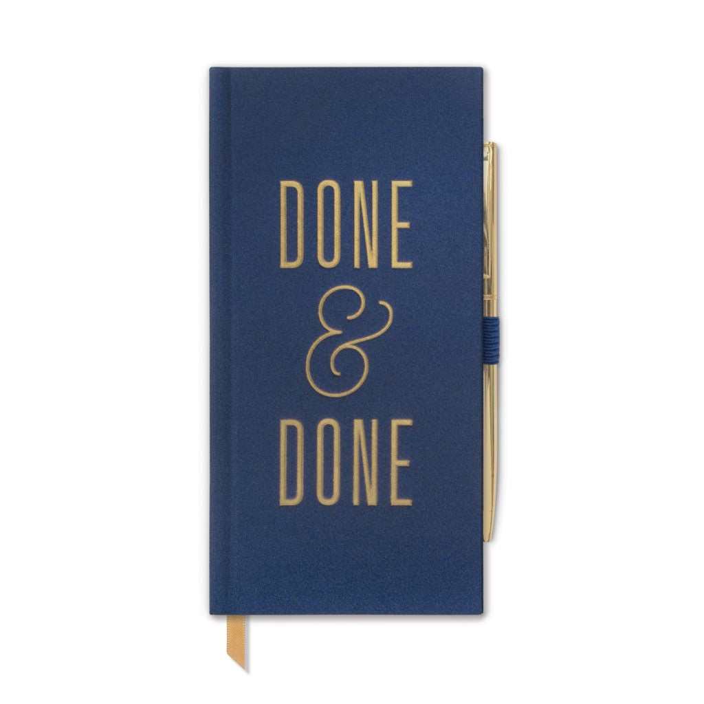 Slim Done & Done Navy Cloth Notebook with Pen