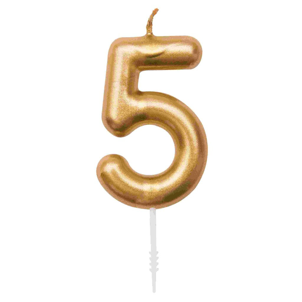 Gold Number 5 Candle