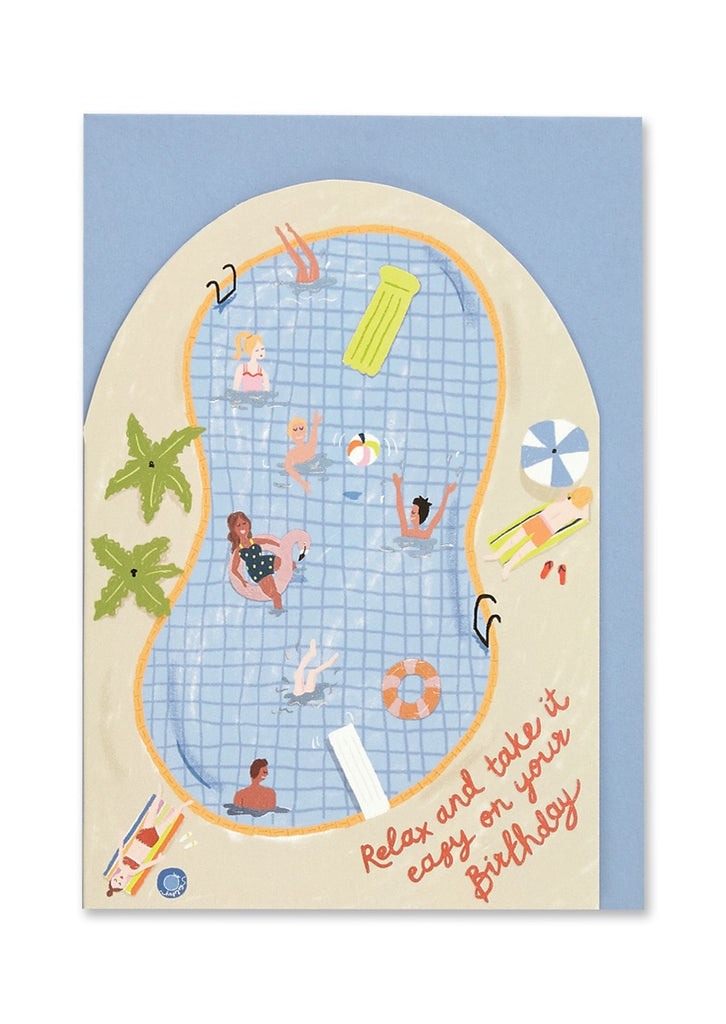 Relax and Take It Easy Pool Party Cut Out Card