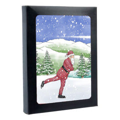 Tartan Santa Ice Skating Box of 6 Christmas Cards