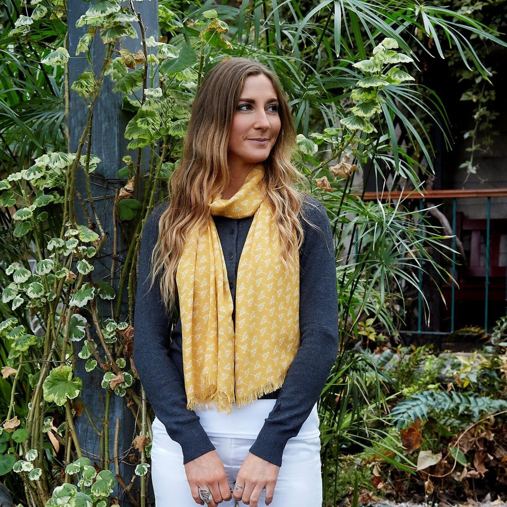 Mustard Dandelion Print Scarf