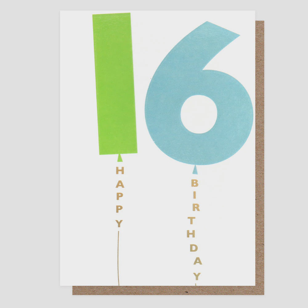 Happy Birthday 16th Balloon Card