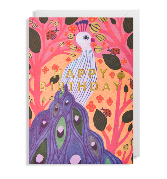 Peacock Happy Birthday Card