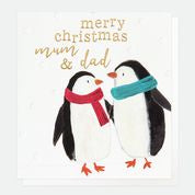Merry Christmas Mum And Dad Penguins Card