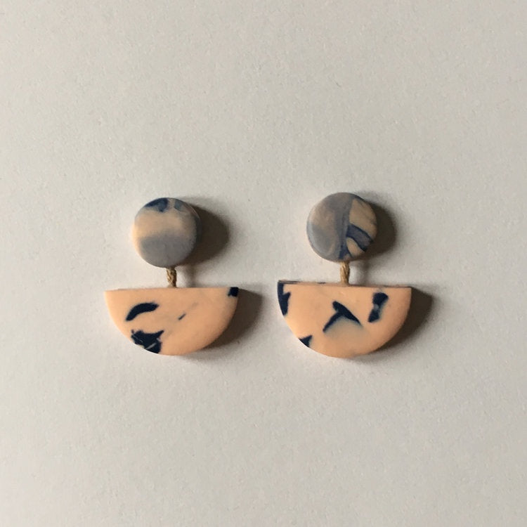 Marbled Peach and Blue Amaris Drop Studs