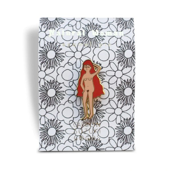 Red Hair Natural Woman Pin Badge