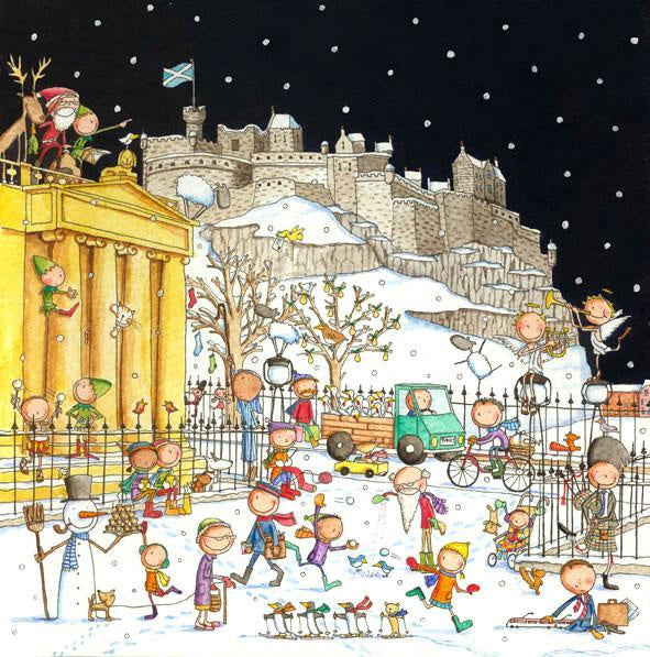 A View Of Edinburgh Castle From The Mound Pack of 6 Christmas Cards