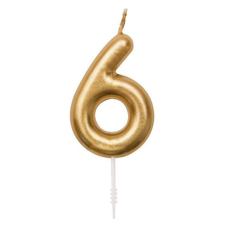 Gold Number 6 Candle