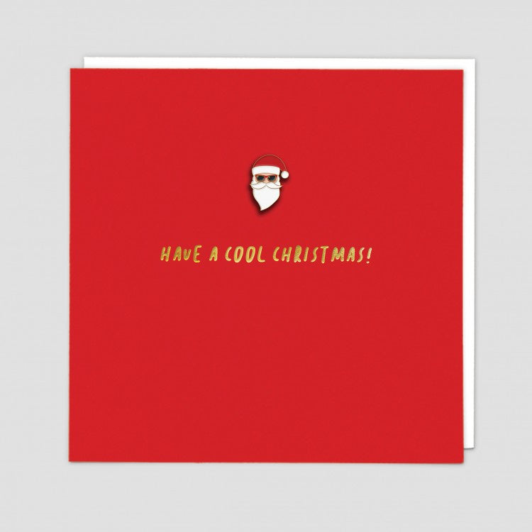 Have a Cool Christmas Santa Enamel Pin Badge Card