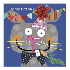 Colourful Rabbit Happy Birthday Card
